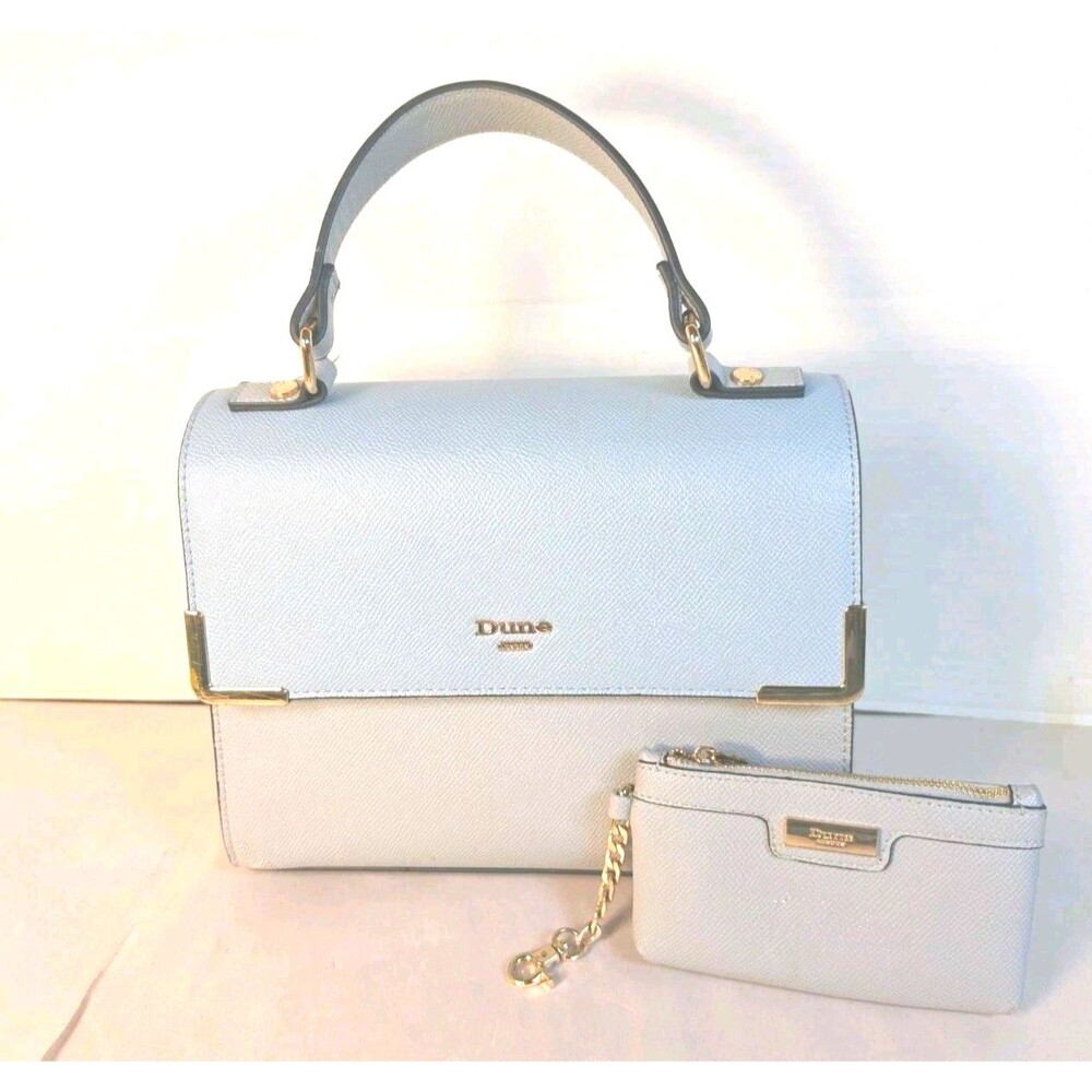 2 Piece Dune London Tri Colored Handbag And Coin Purse Baby Blue